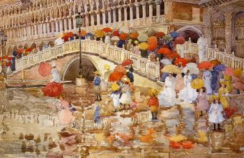 Maurice Brazil Prendergast : Umbrellas in the Rain, Venice